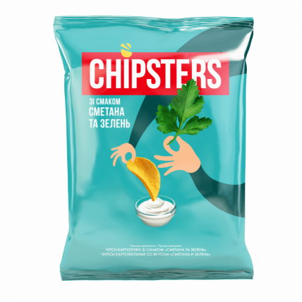 Чіпси Chipsters сметана-зелень 70 г